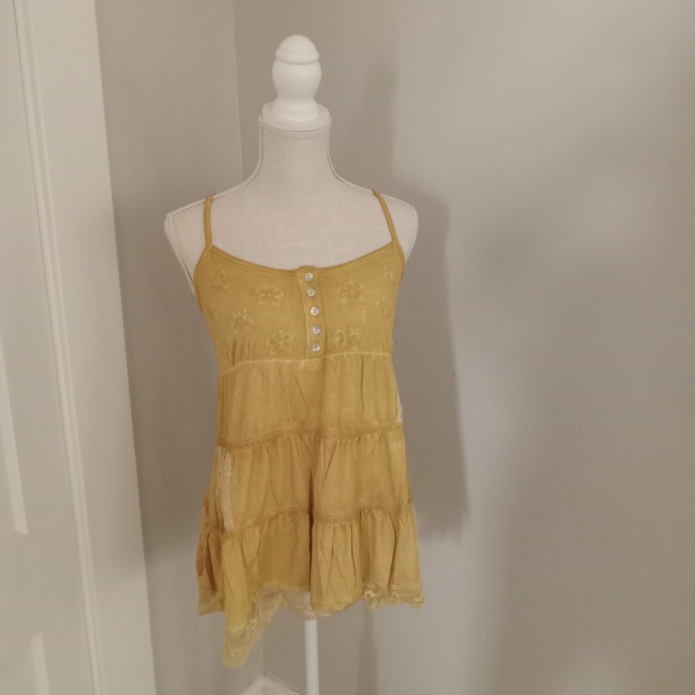 POL Gold Sleeveless Mini Dress Tunic Top Size Small